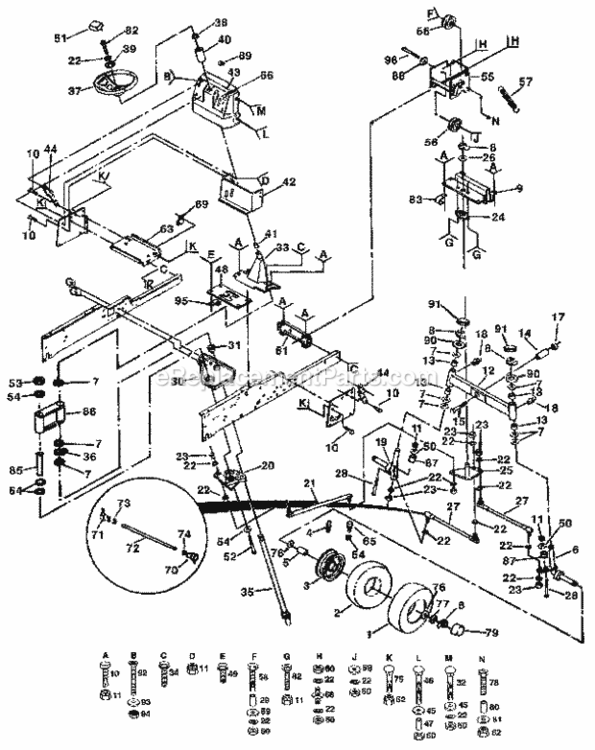 Page D Diagram and Parts List for 917255935  Craftsman Lawn Tractor