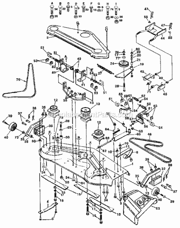 Page F Diagram and Parts List for 917255935  Craftsman Lawn Tractor