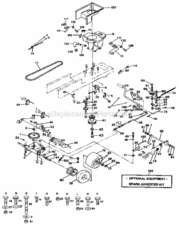 Page C Diagram and Parts List for 917255941  Craftsman Lawn Tractor