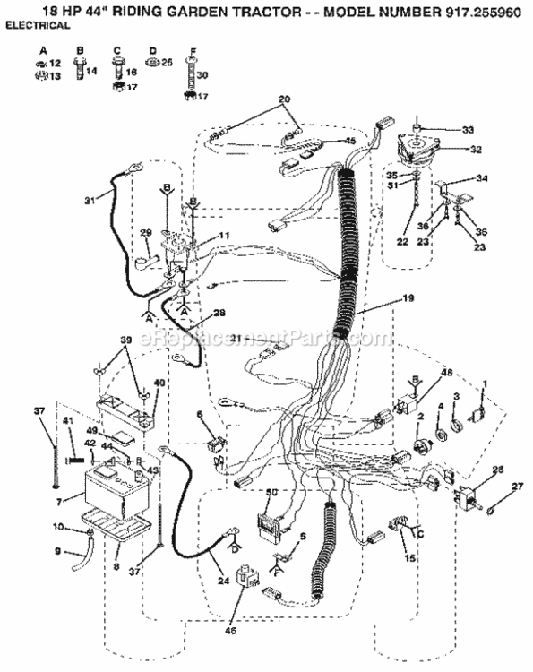 Page A Diagram and Parts List for 917255960  Craftsman Lawn Tractor