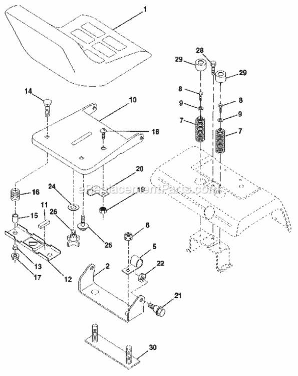Page H Diagram and Parts List for 917255970  Craftsman Lawn Tractor