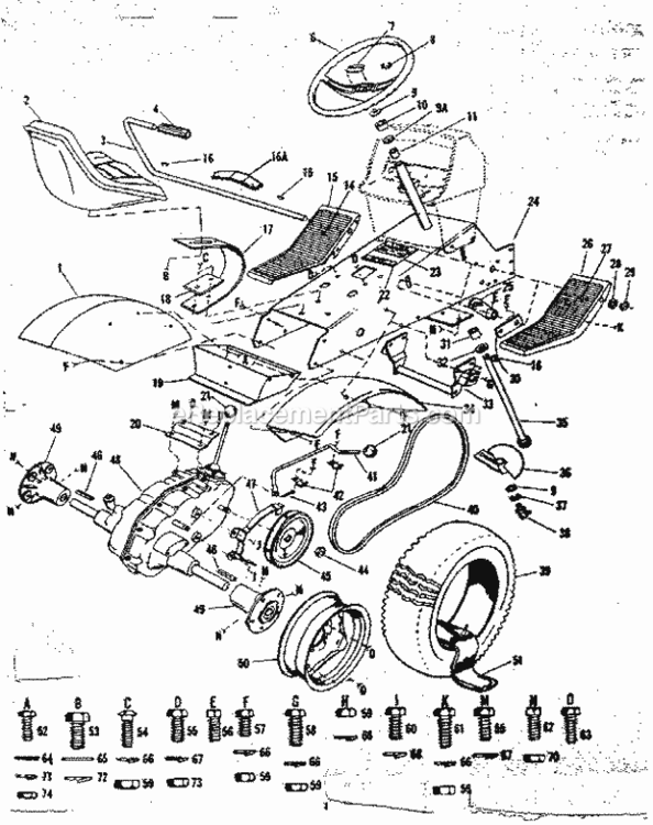 Page C Diagram and Parts List for 91725631  Craftsman Lawn Tractor