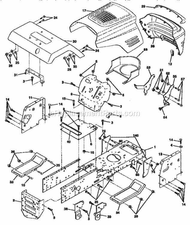 Page B Diagram and Parts List for 917256421  Craftsman Lawn Tractor