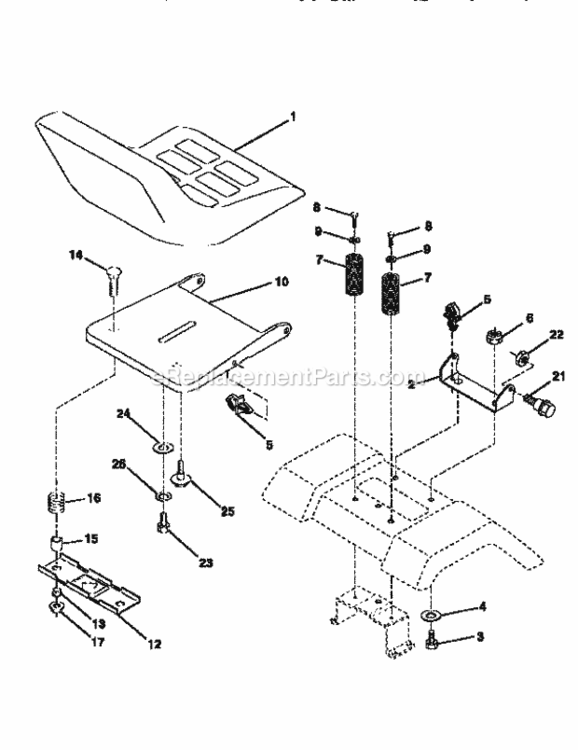 Page E Diagram and Parts List for 917256421  Craftsman Lawn Tractor