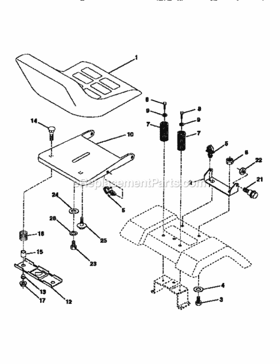 Page E Diagram and Parts List for 917256430  Craftsman Lawn Tractor