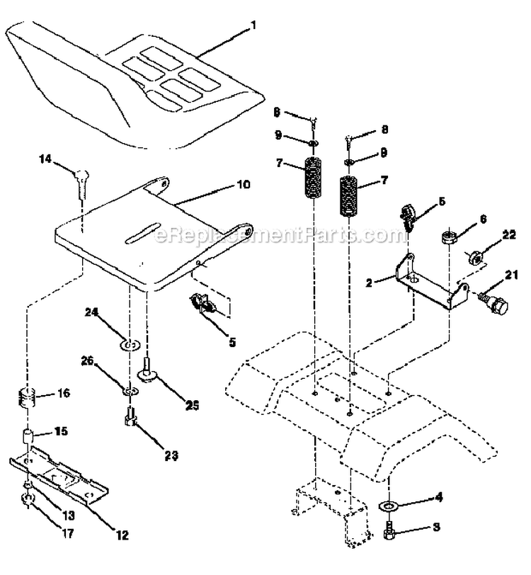 Seat Assembly Diagram and Parts List for 917256521  Craftsman Lawn Tractor