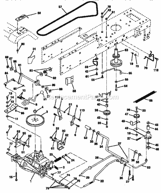 Page C Diagram and Parts List for 917256522  Craftsman Lawn Tractor