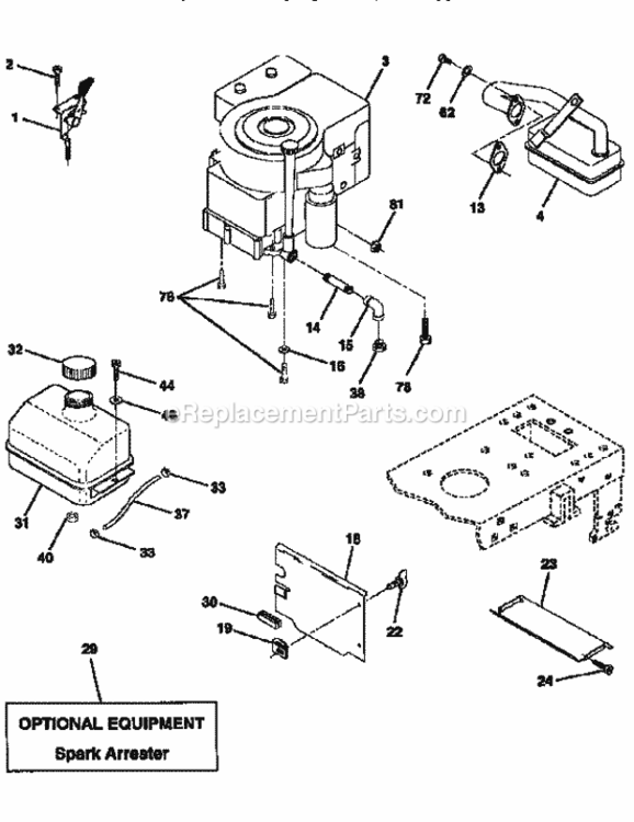 Page H Diagram and Parts List for 917256530  Craftsman Lawn Tractor