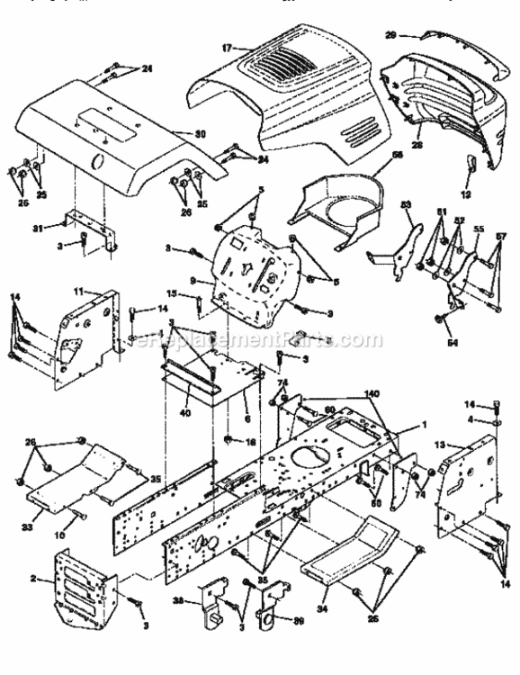Page B Diagram and Parts List for 917256531  Craftsman Lawn Tractor