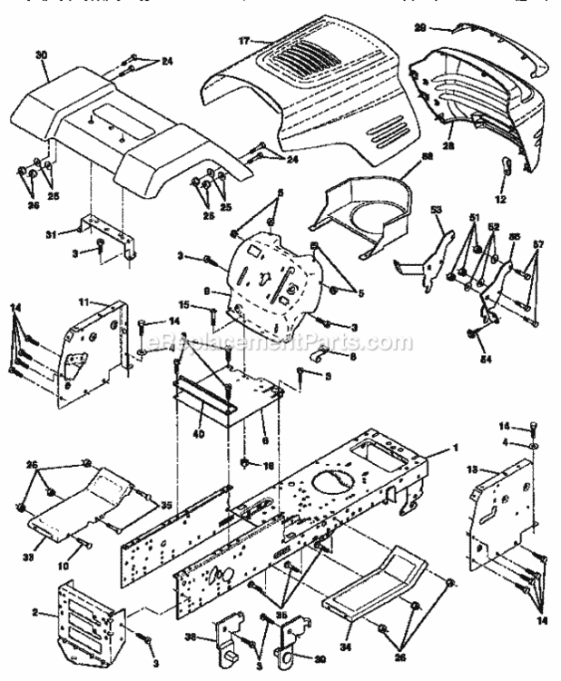 Page B Diagram and Parts List for 917256541  Craftsman Lawn Tractor