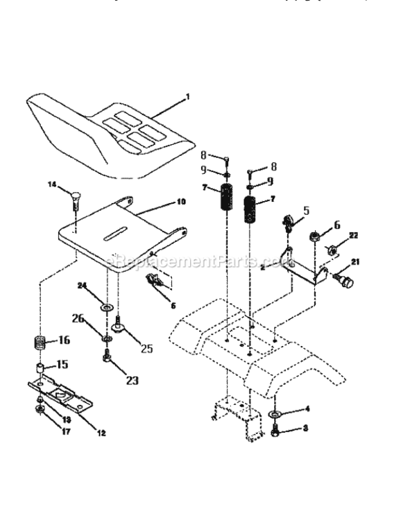 Page E Diagram and Parts List for 917256543  Craftsman Lawn Tractor