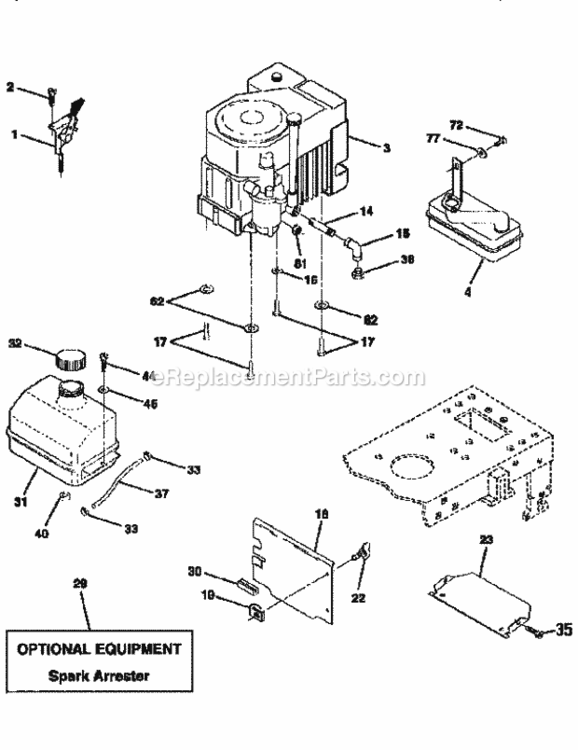 Page H Diagram and Parts List for 917256543  Craftsman Lawn Tractor