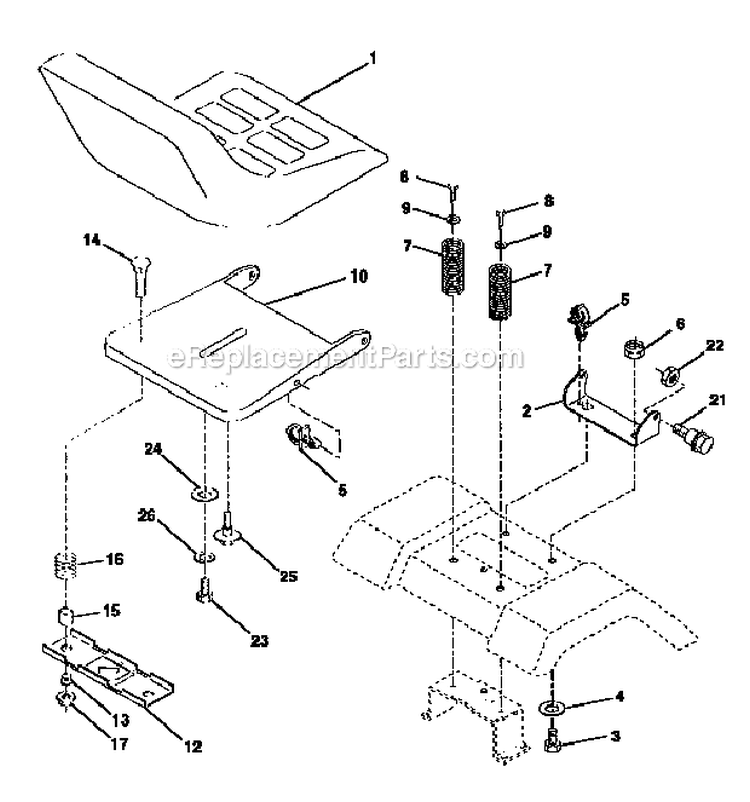 Seat Assembly Diagram and Parts List for 917256544  Craftsman Lawn Tractor