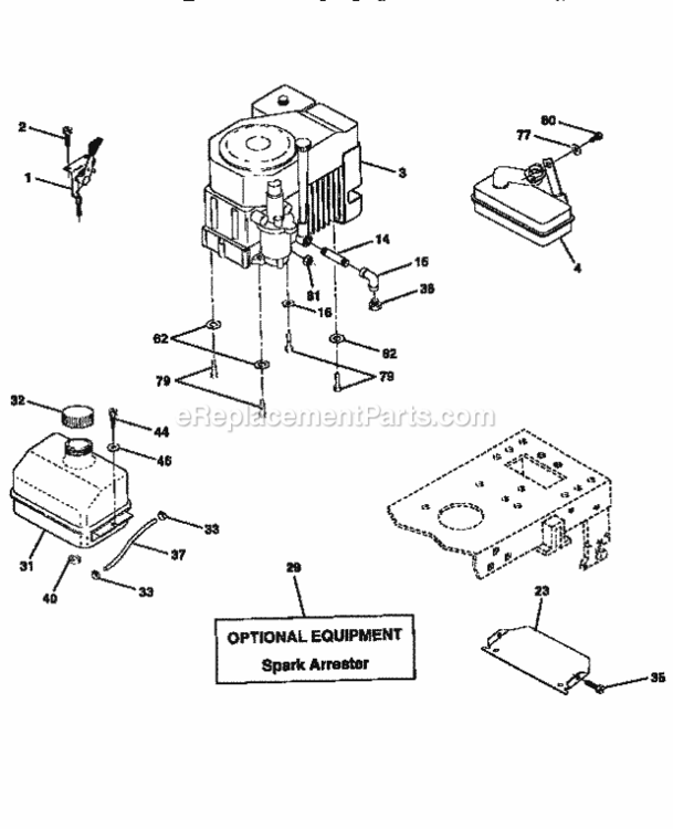 Page H Diagram and Parts List for 917256545  Craftsman Lawn Tractor