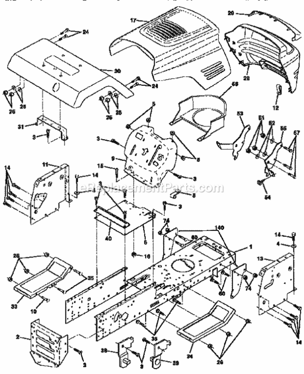 Page B Diagram and Parts List for 917256553  Craftsman Lawn Tractor