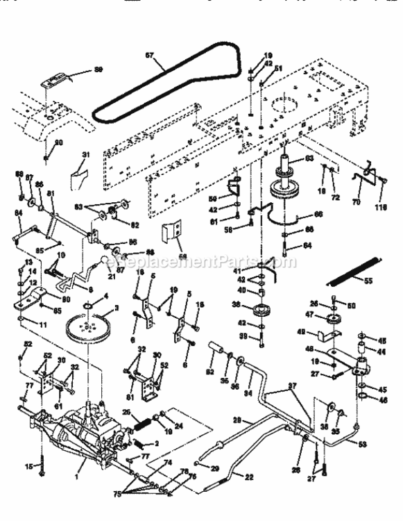 Page C Diagram and Parts List for 917256561  Craftsman Lawn Tractor