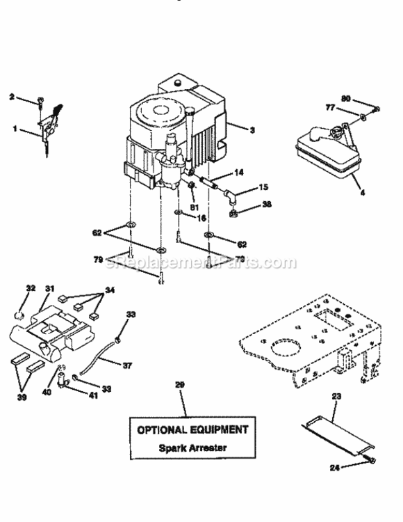 Page E Diagram and Parts List for 917256580  Craftsman Lawn Tractor