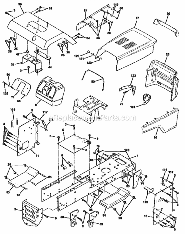 Page B Diagram and Parts List for 917256581  Craftsman Lawn Tractor