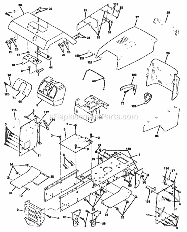 Page B Diagram and Parts List for 917256582  Craftsman Lawn Tractor