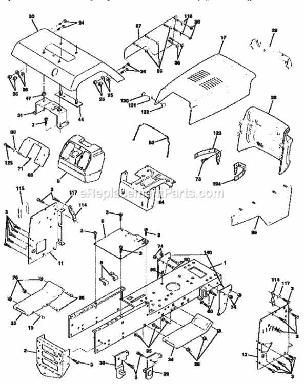 Page B Diagram and Parts List for 917256611  Craftsman Lawn Tractor