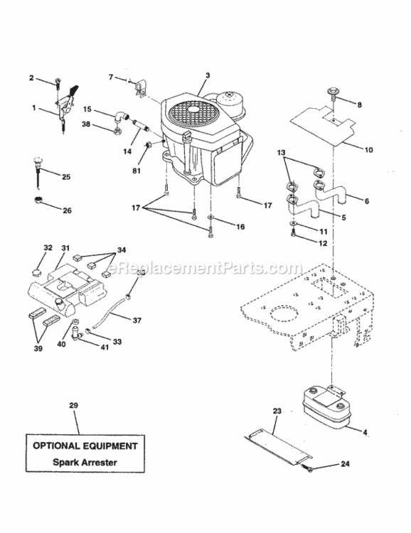 Page H Diagram and Parts List for 917256710  Craftsman Lawn Tractor