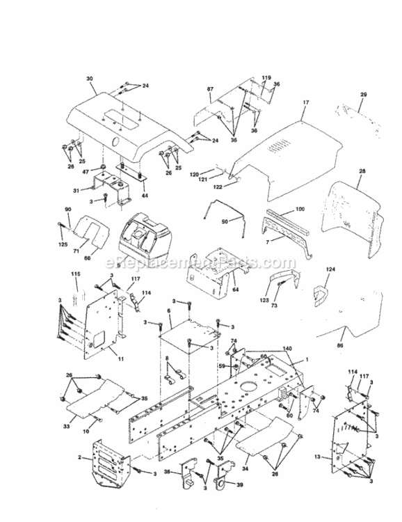 Page B Diagram and Parts List for 917256711  Craftsman Lawn Tractor