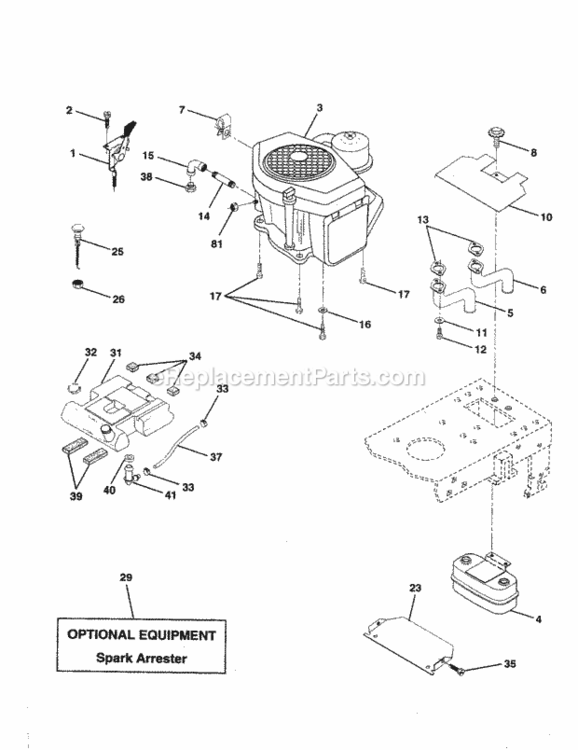 Page E Diagram and Parts List for 917256711  Craftsman Lawn Tractor