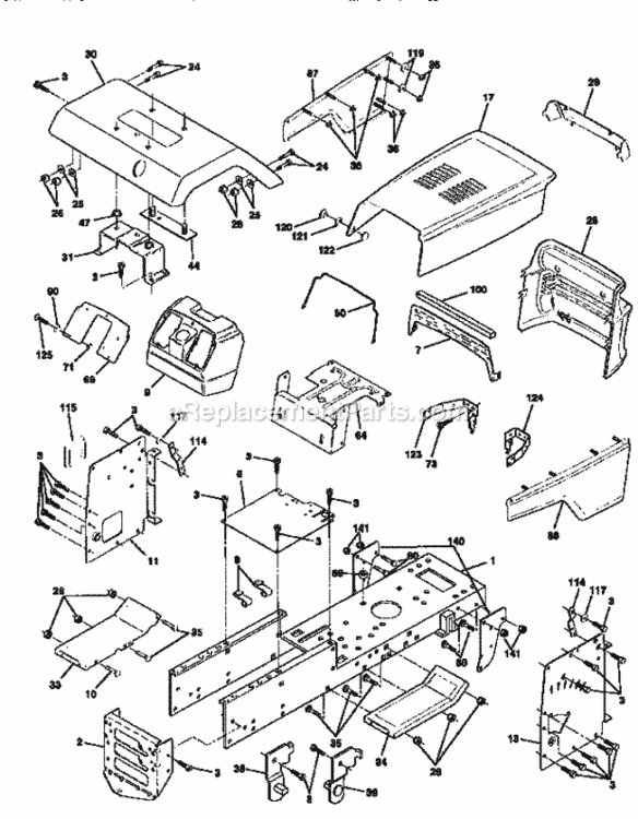 Page B Diagram and Parts List for 917256712  Craftsman Lawn Tractor