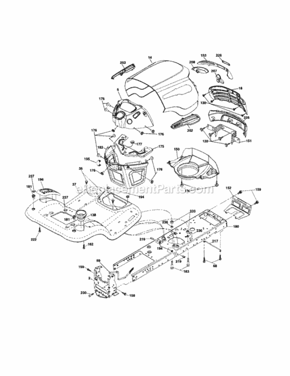 Page B Diagram and Parts List for 917256780  Craftsman Lawn Tractor