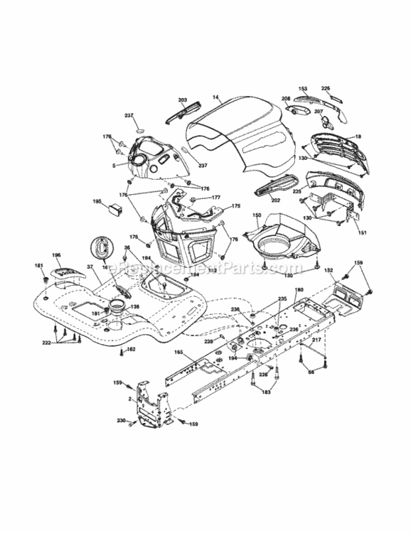 Page D Diagram and Parts List for 917256790  Craftsman Lawn Tractor
