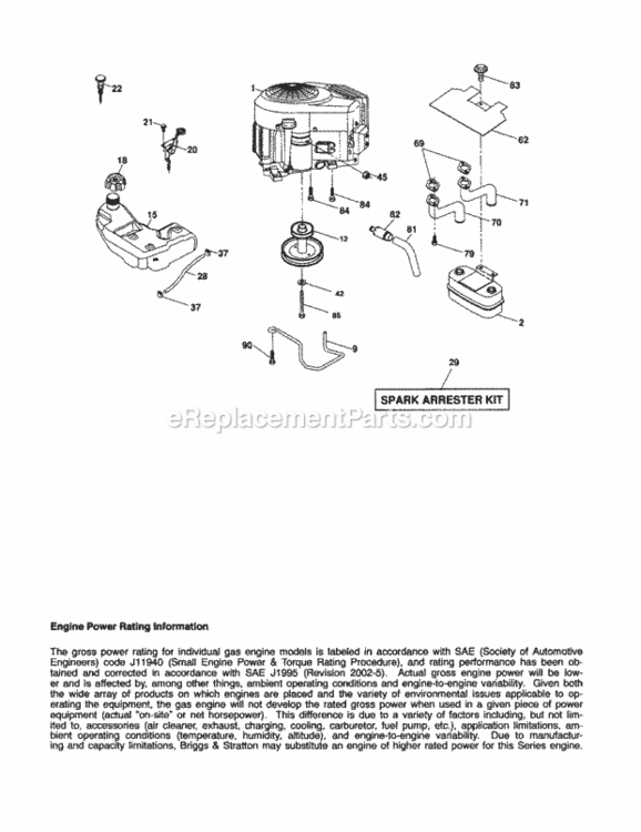Page F Diagram and Parts List for 917256790  Craftsman Lawn Tractor