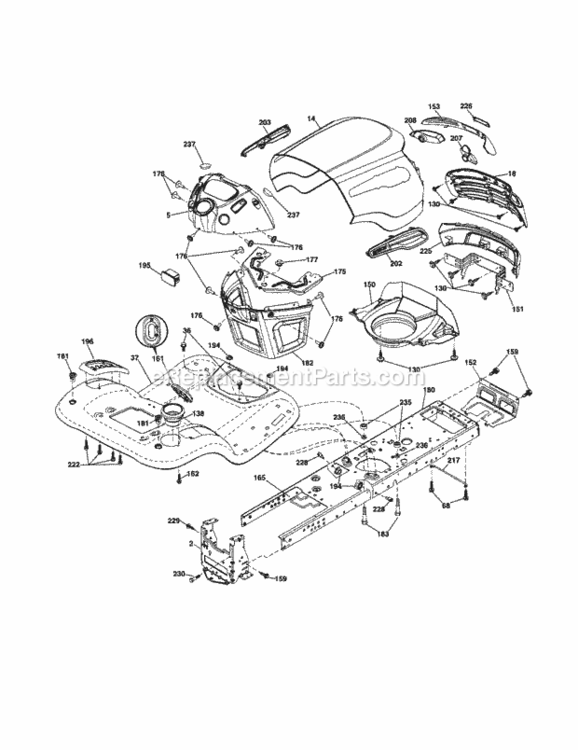 Page B Diagram and Parts List for 917256791  Craftsman Lawn Tractor