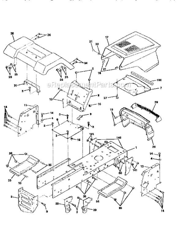 Chassis_And_Enclosures Diagram and Parts List for 917256890  Craftsman Lawn Tractor