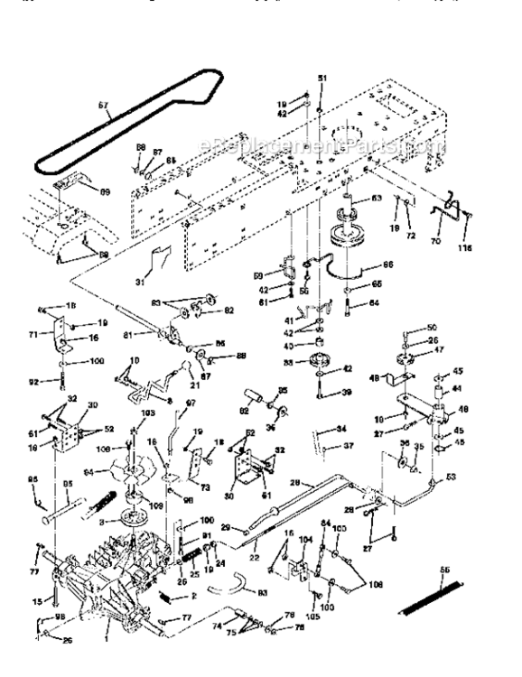 Drive Diagram and Parts List for 917256890  Craftsman Lawn Tractor