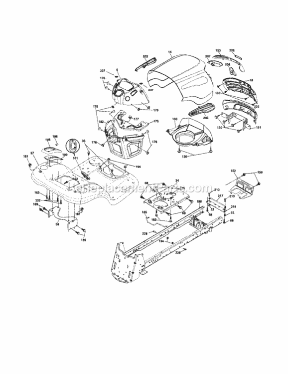 Page B Diagram and Parts List for 917256960  Craftsman Lawn Tractor