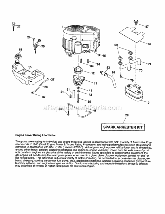Page D Diagram and Parts List for 917256960  Craftsman Lawn Tractor