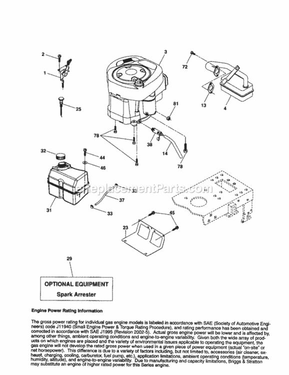 Page H Diagram and Parts List for 917256990  Craftsman Lawn Tractor