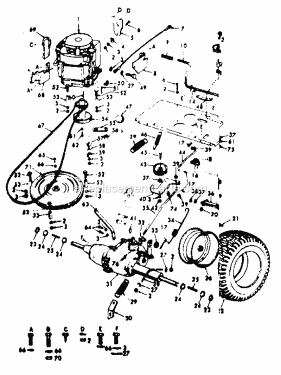 Page B Diagram and Parts List for 91725701  Craftsman Lawn Tractor