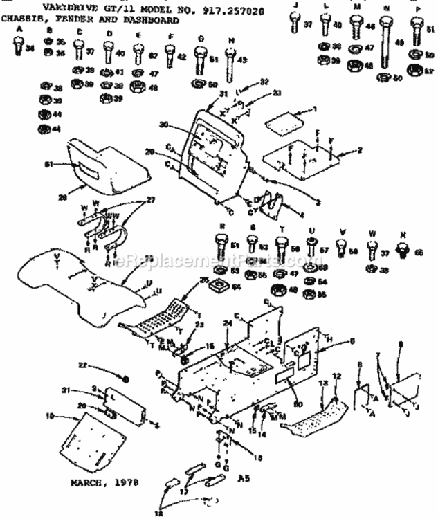 Page A Diagram and Parts List for 917257020  Craftsman Lawn Mower