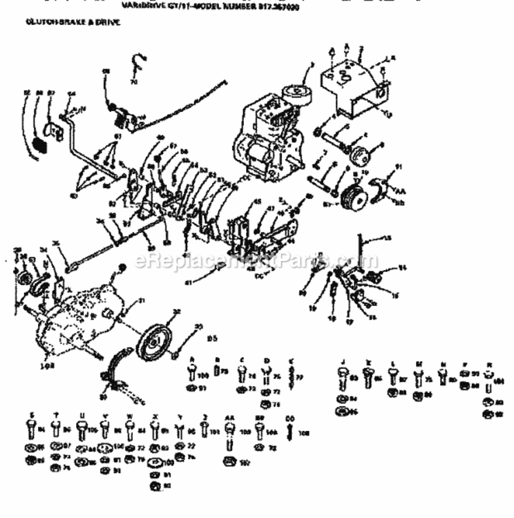 Page D Diagram and Parts List for 917257020  Craftsman Lawn Mower