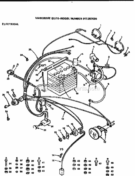 Page F Diagram and Parts List for 917257020  Craftsman Lawn Mower