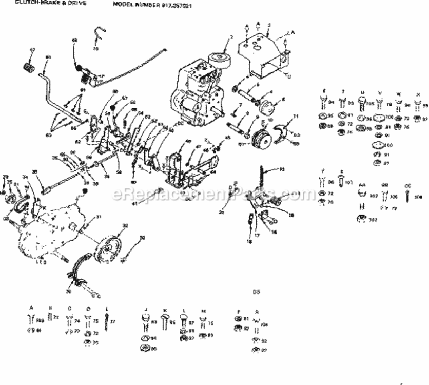 Page D Diagram and Parts List for 917257021  Craftsman Lawn Tractor