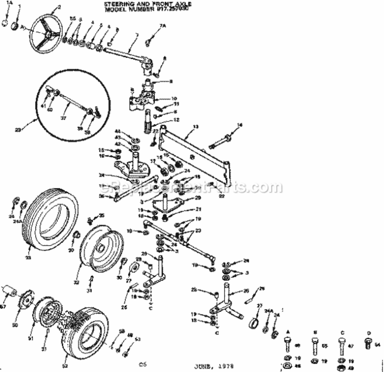 Page C Diagram and Parts List for 917257030  Craftsman Lawn Tractor