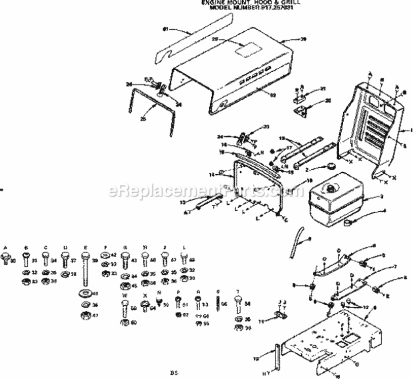Page B Diagram and Parts List for 917257031  Craftsman Lawn Tractor