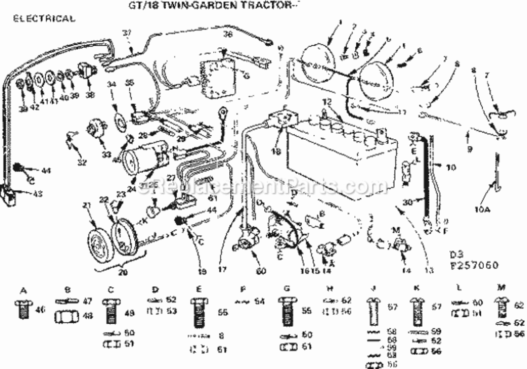 Page D Diagram and Parts List for 917257060  Craftsman Lawn Tractor