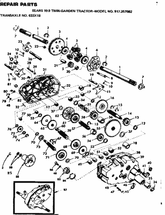 Page E Diagram and Parts List for 917257082  Craftsman Lawn Tractor