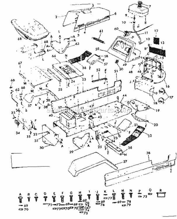 Page D Diagram and Parts List for 91725710  Craftsman Lawn Tractor