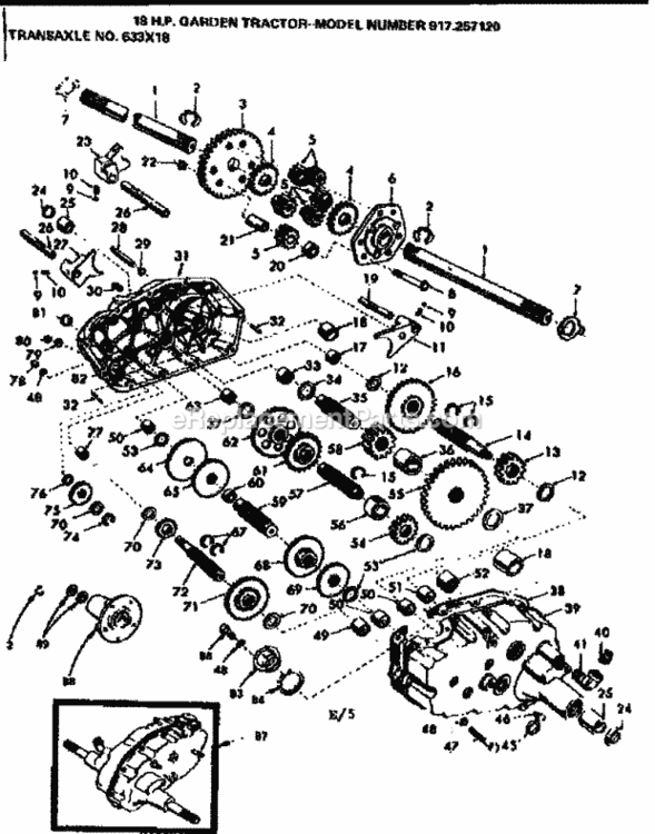Page E Diagram and Parts List for 917257120  Craftsman Lawn Tractor
