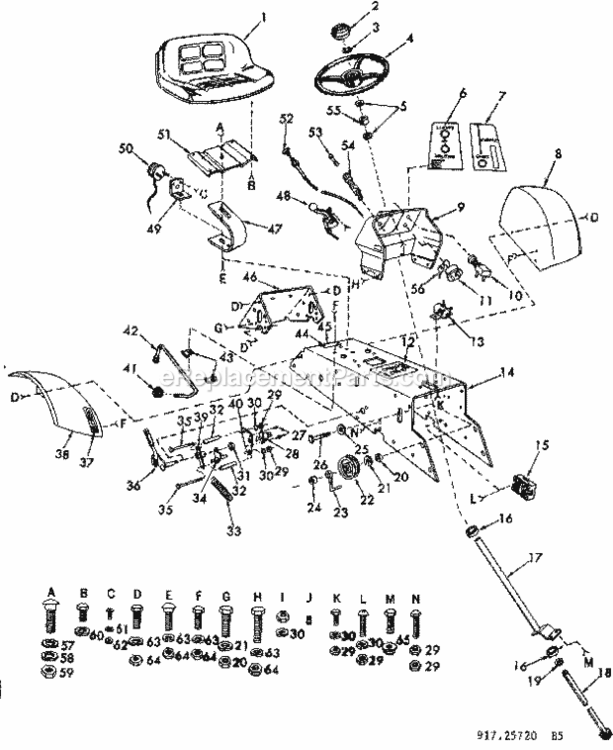 Page B Diagram and Parts List for 91725720  Craftsman Lawn Tractor
