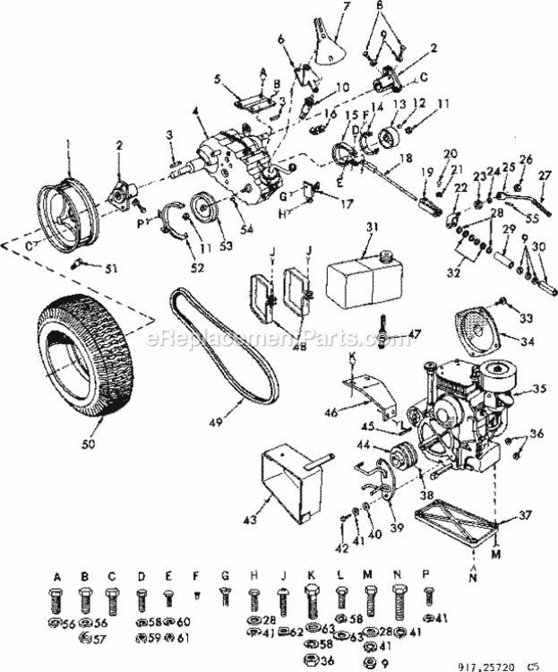 Page C Diagram and Parts List for 91725720  Craftsman Lawn Tractor